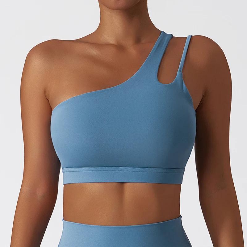 Soutien-gorge de Yoga confortable à sangle unique, coussinet de poitrine, haut de sport, extensible,