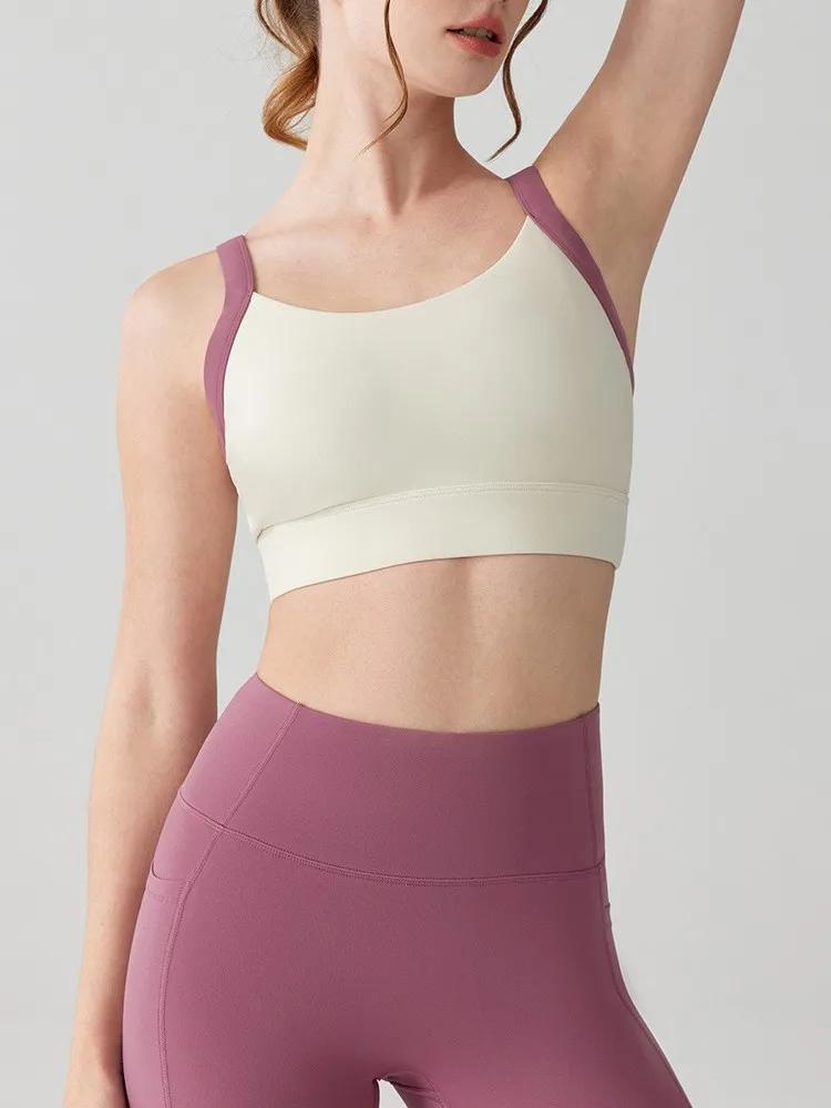 Soutien-gorge de sport à dos ouvert pour femme, sous-vêtements de course, yoga, fitness, gym, haut c