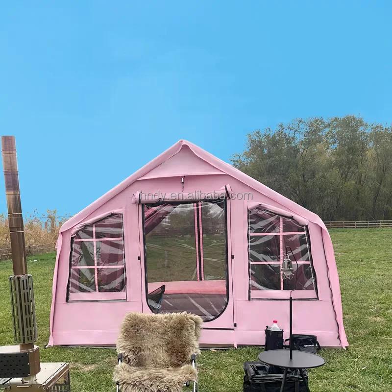 9.0 plus récent rose grandes portes grande fenêtre gonflable tente d'air de Camping en plein Air