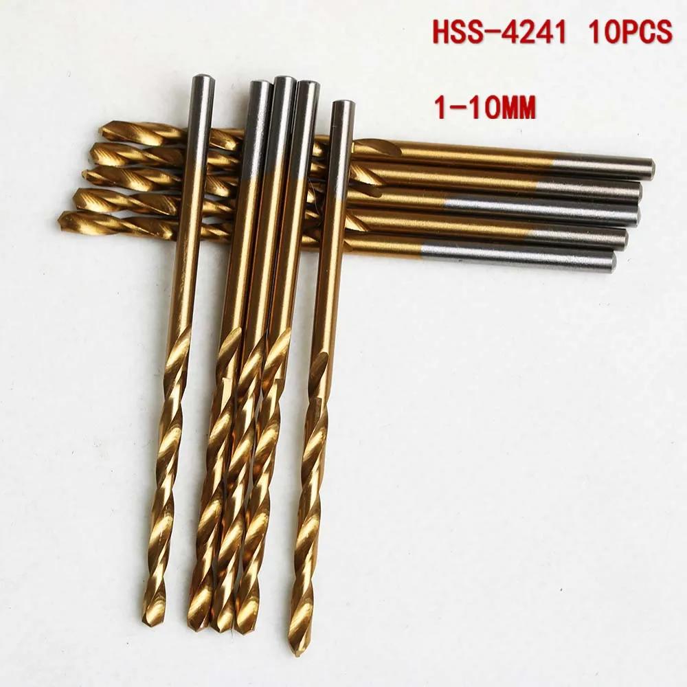 Jeu de forets hélicoïdaux en acier rapide, 10 pièces, outil de poinçonnage du métal, outils pour le