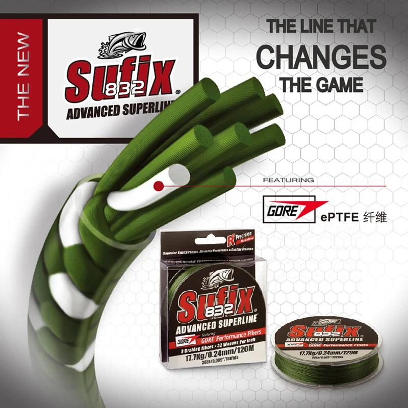 Sufix-Ligne de pêche multifilament tressée 832 PE Power Linha, longueur: 250m/275m, diamètre: 0.2mm-
