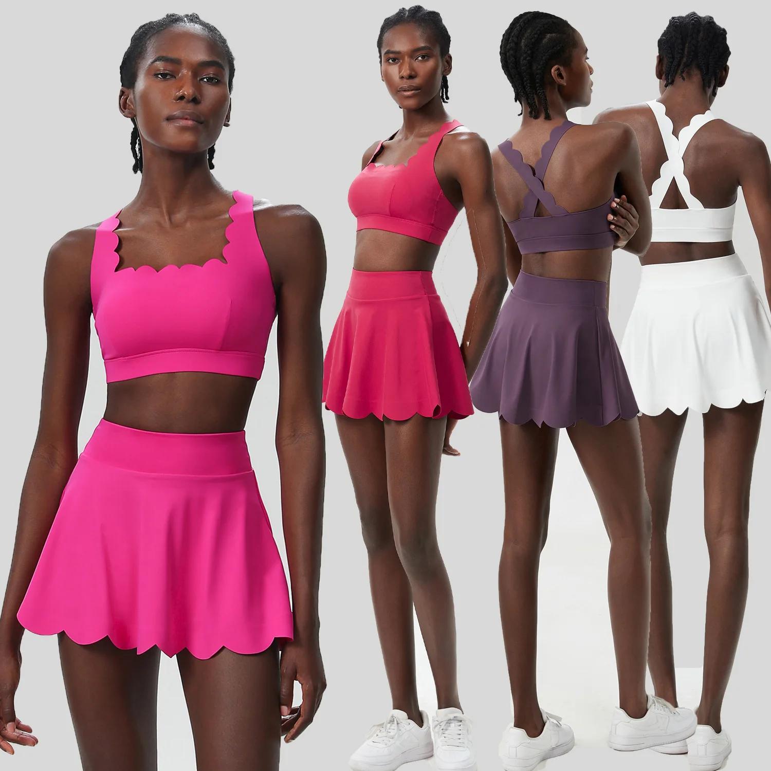 Tenue de Tennis d'Été Femmes - Ensemble Sportif Respirant à Séchage Rapide pour Yoga Course et Gym Extérieur
