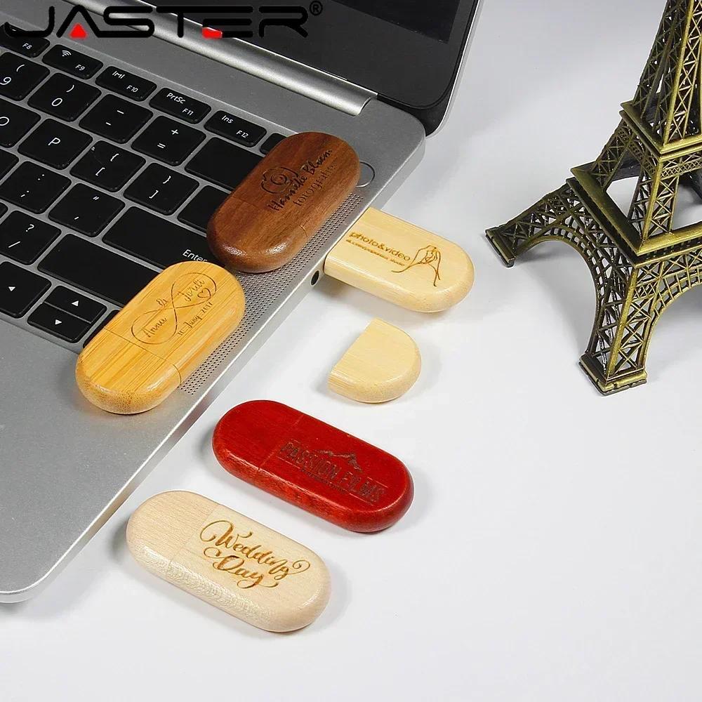 JASTER – Lot de 10 clés USB 2.0 en bois, 128 Go, logo personnalisé offert, cadeau d'affaires, clé US