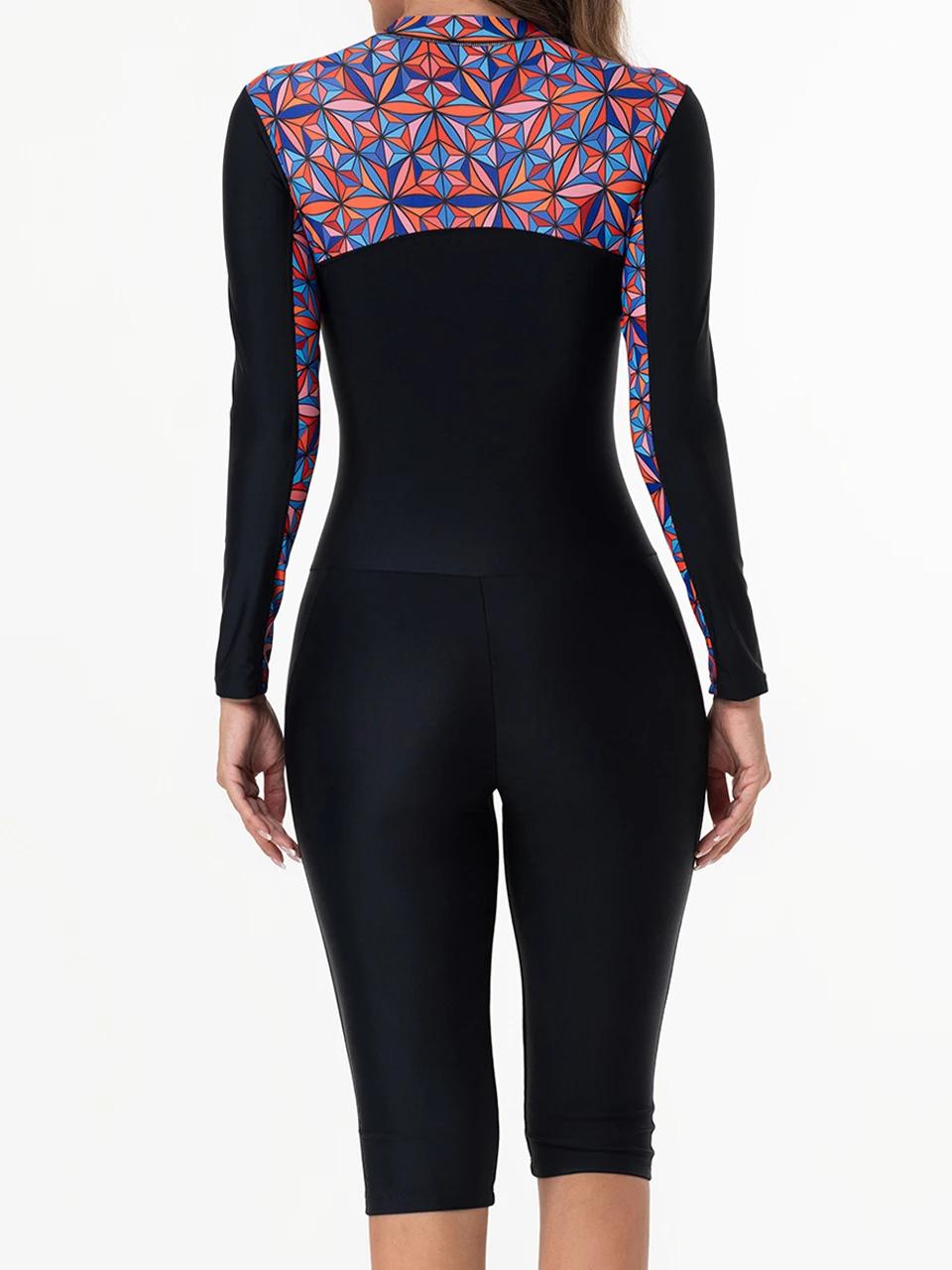 Maillot de Bain Une Pièce Femme 2026 Anti-UV Slim - Patchwork Haute Élasticité pour Surf Natation Plage