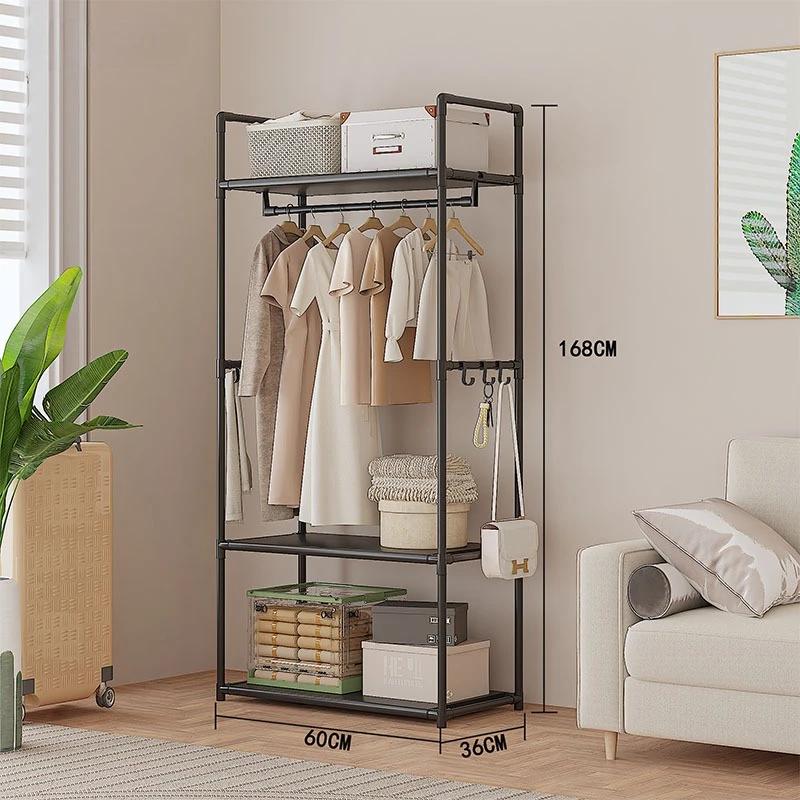 Support de rangement pour vêtements avec roulettes, crochets et étagères, organisateur peu encombran