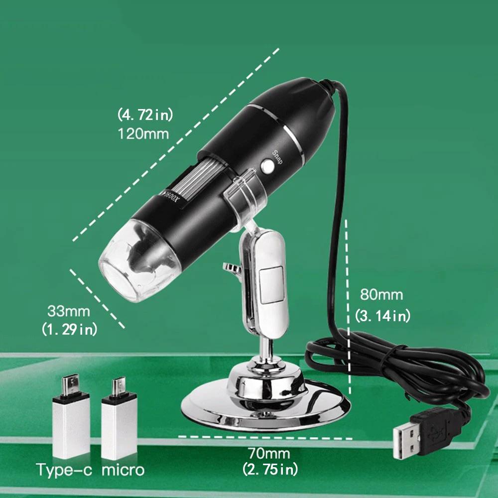 Microscope numérique caméra 1600X 3 en 1 type-c USB Microscope électronique Portable pour le soudage