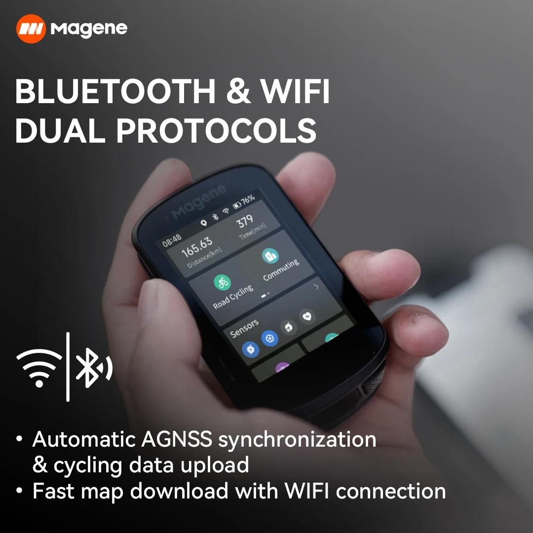 Magene-Ordinateur de vélo GPS Snowboard, navigation WiFi, compteur de vitesse, écran tactile, VTT, r