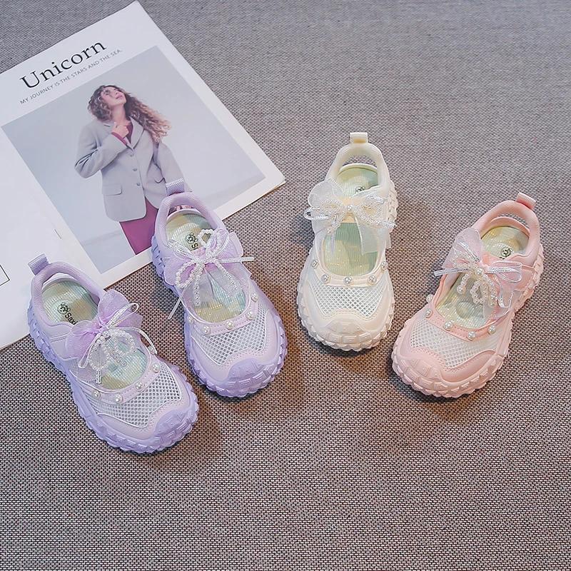 Sandales d'été pour enfants, respirantes, en maille, pour filles, antidérapantes, à la mode, style p
