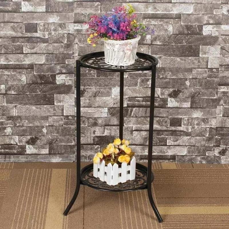 Étagère de support de plante en métal élégant à deux couches, porte-plante en pot, supports de pot d