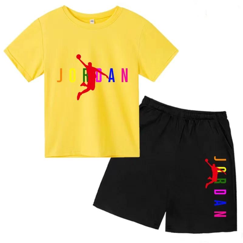 Vêtements d'été pour enfants, T-shirt + short, ensemble de sport décontracté à manches courtes, moti