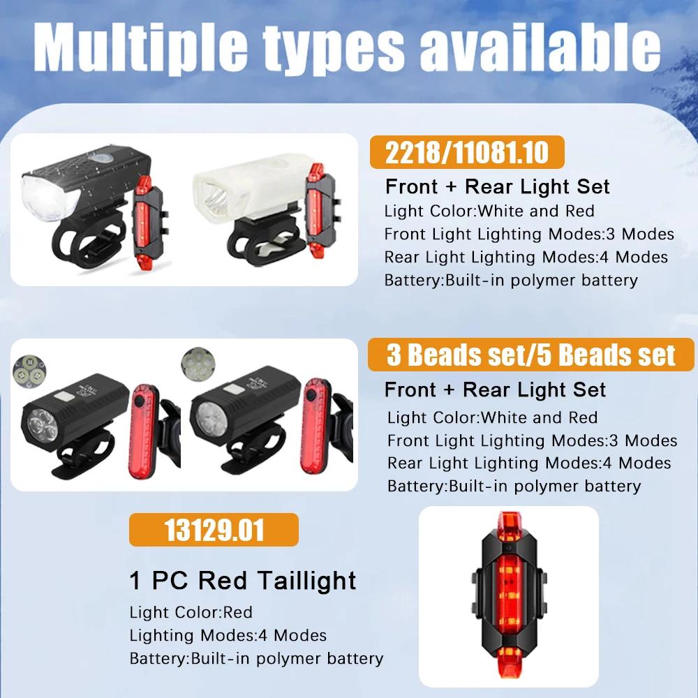 Feu avant de vélo Rechargeable USB, feu arrière rouge, facile à installer, 3 Modes, accessoires de v