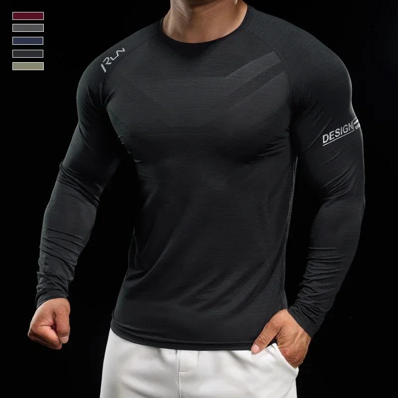 Chemise de compression à manches longues pour hommes, t-shirt de course, survêtement de jogging, che