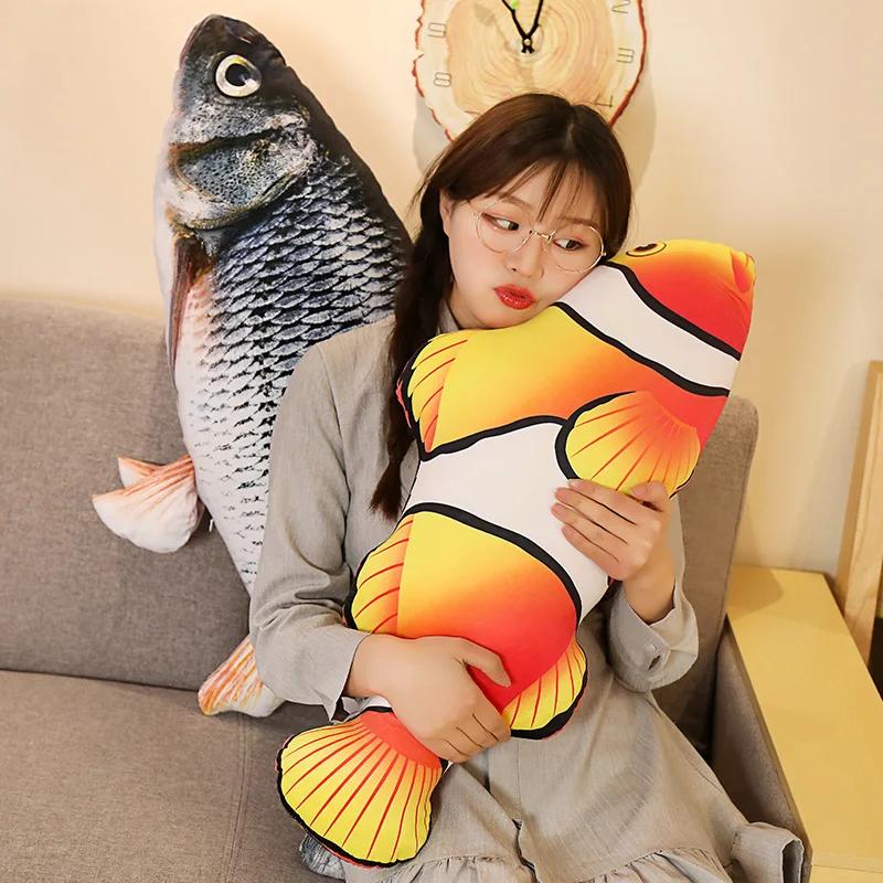 Jouets en peluche de poisson doré de Simulation 3D 30-120cm, 1 pièce, Animal doux en peluche, carpe,