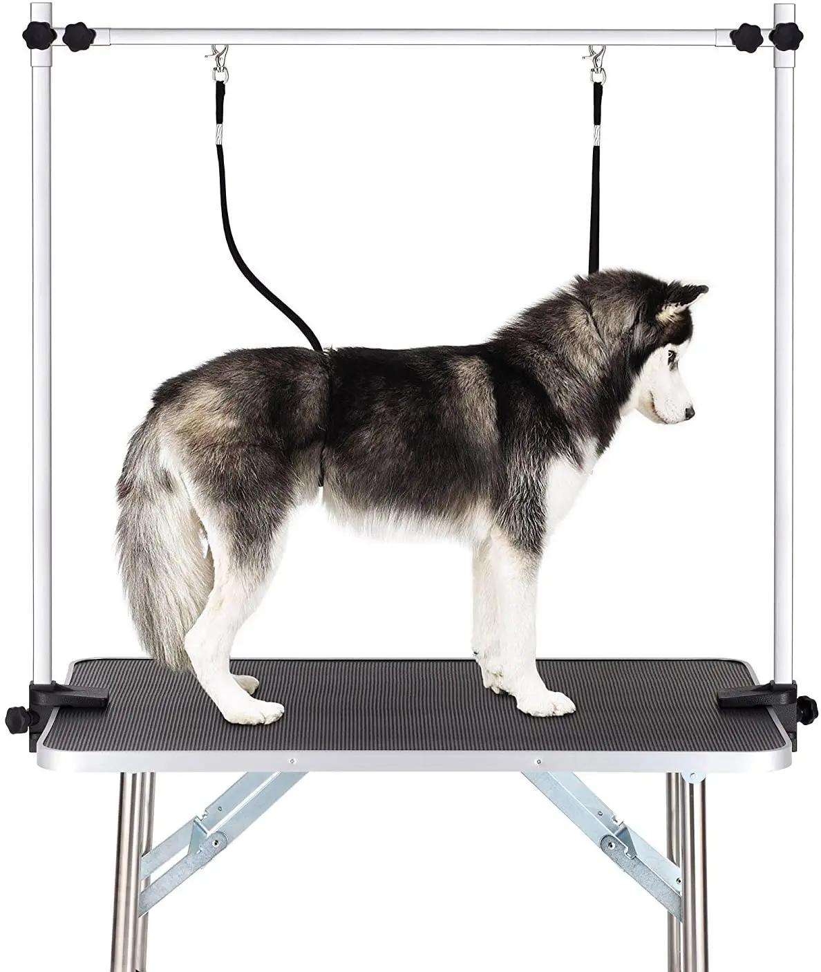 Table de toilettage professionnelle pour animaux de compagnie, 46 pouces, grande, réglable, portable