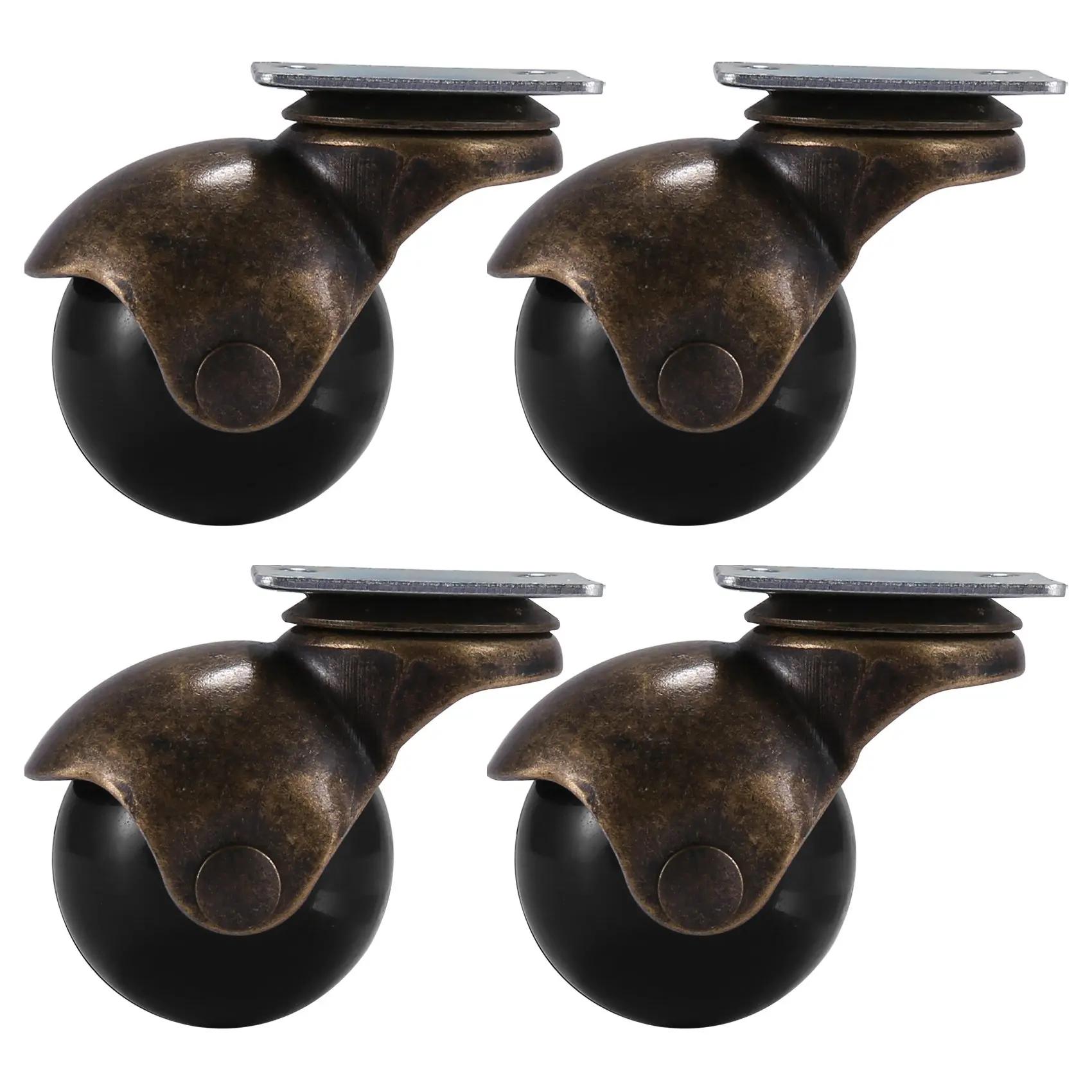 Roulettes à billes à capuchon, plaque supérieure à percussion, bronze antique, 1.5 po, sans frein, l