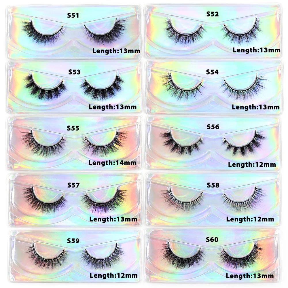 LEHUAMAO Maquiagem cils courts en vison naturel cils vaporeux moelleux Volume 12mm-15mm faux cils Ex