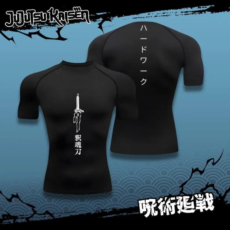 Toji Chemise de compression Vêtements de sport Gym Jujutsu Kaisen Compresse Anime Fushiguro Vêtement