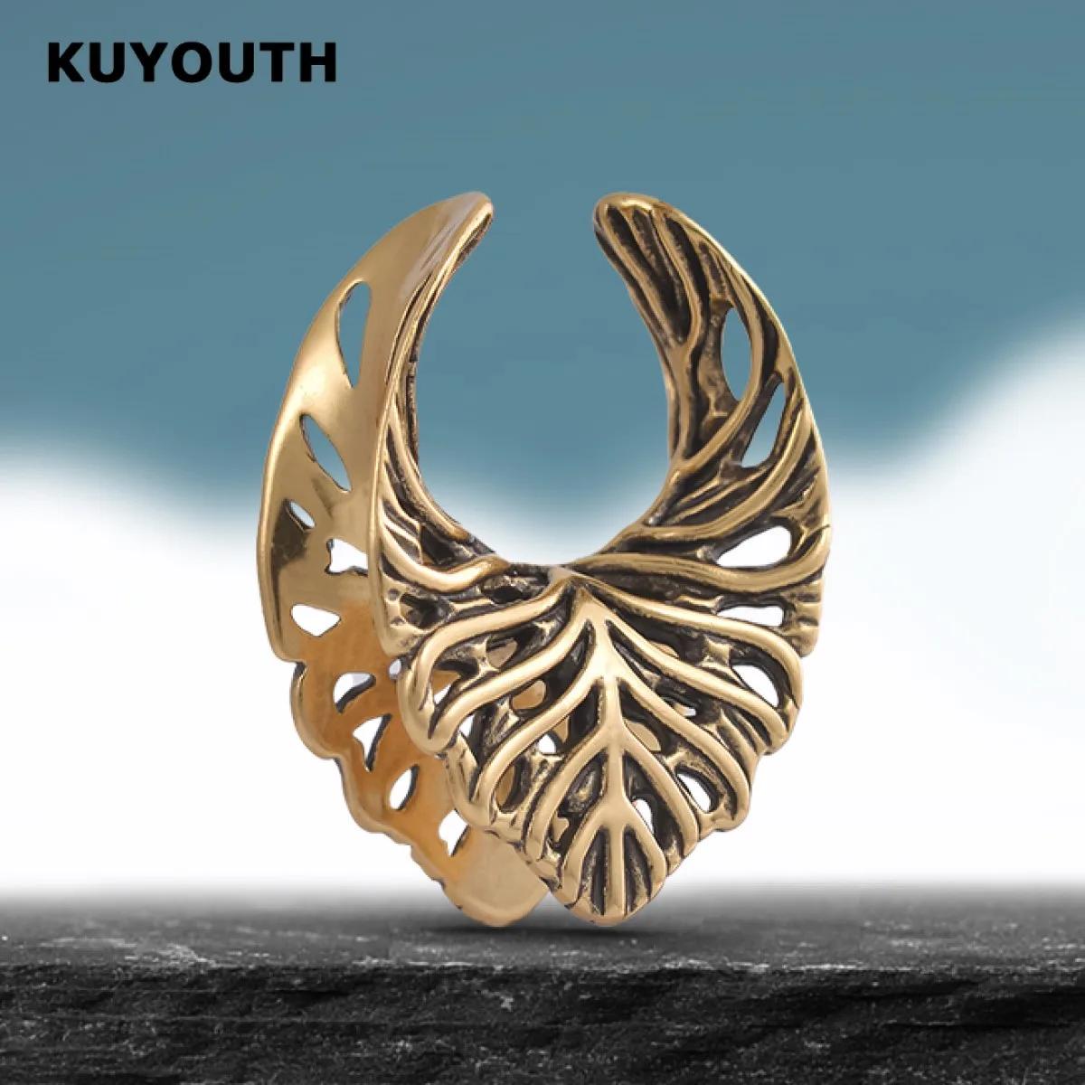  KUYOUTH Tunnels d'oreille, dilatateurs creux et écarteurs en forme de nervures de feuille, bijoux