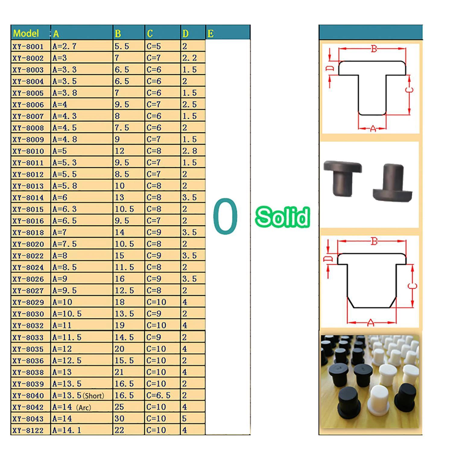Bouchons de trous en Silicone solide noir, Type T de 2mm à 14mm, bouchons de trous d'étanchéité rési