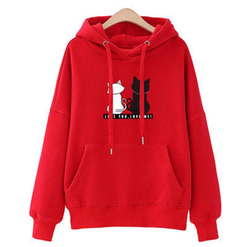Sweat à capuche décontracté pour femmes, sweat-shirt créatif assorti, Streetwear, motif de chat mign