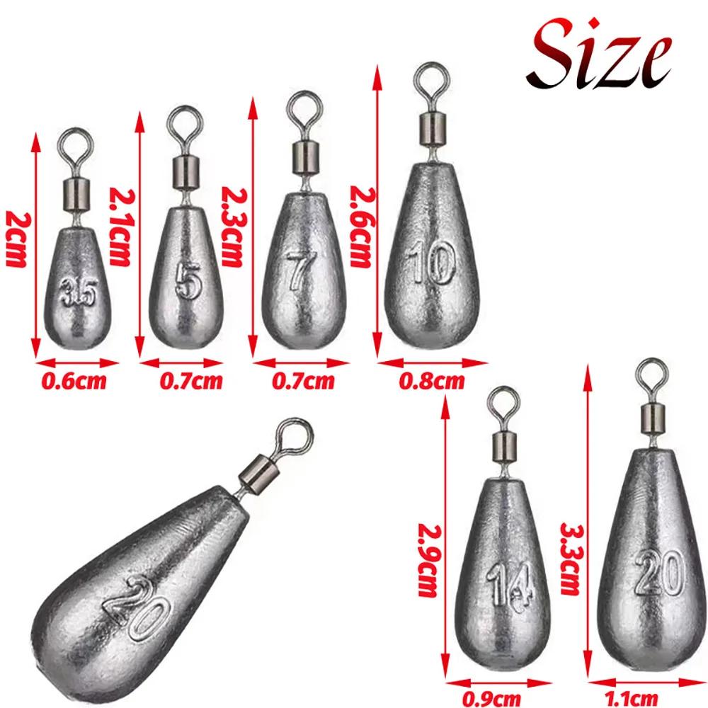 Poids de tir de chute 5 pièces/lot, plombs de pêche 3.5g 5g 7g 10g 14g 20g, Tube de balle, tige rapi