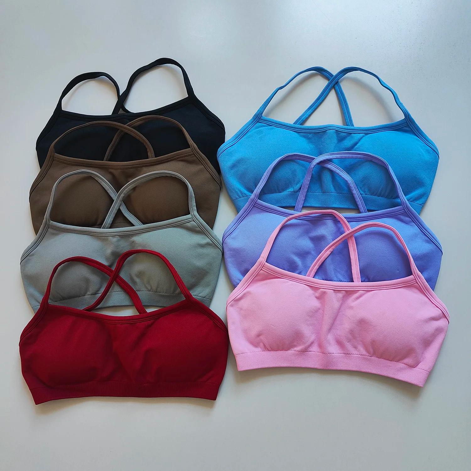 Sans couture femmes Fitness Yoga soutiens-gorge course dos sport soutiens-gorge haut en Nylon soutie