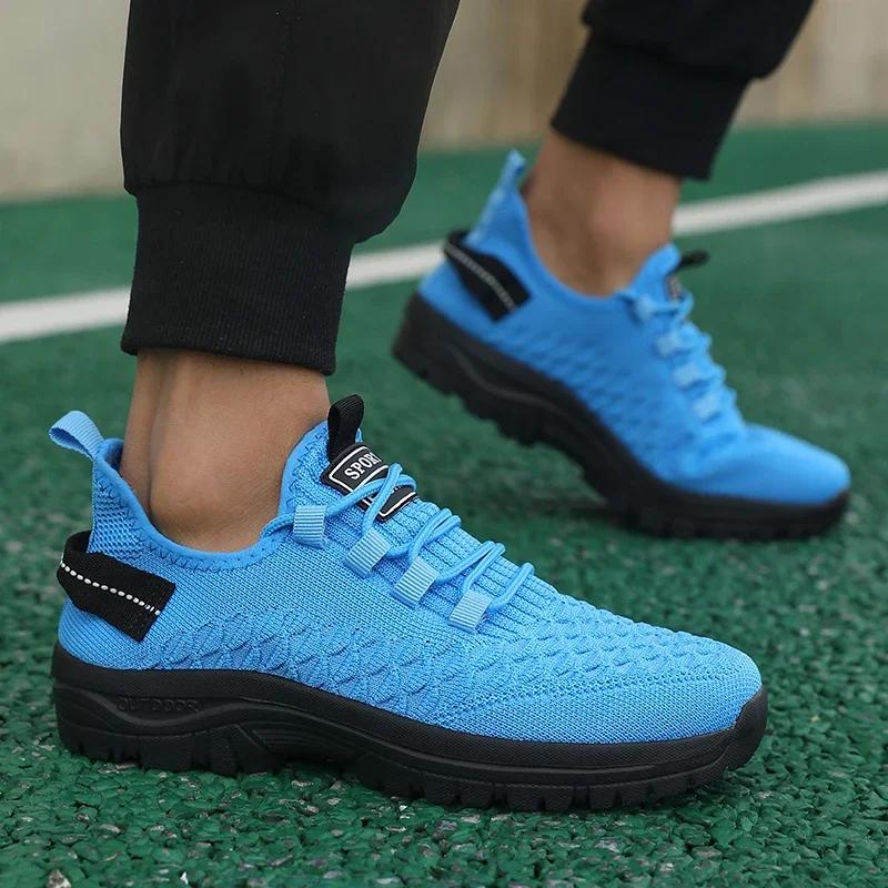 Baskets d'extérieur jaune vif pour hommes, chaussures de sport en maille respirante, absorbant les c
