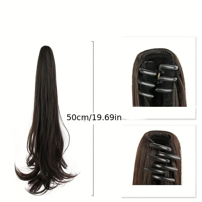 Extensions capillaires synthétiques longues et lisses, 20 pouces/50cm, Extensions capillaires queue