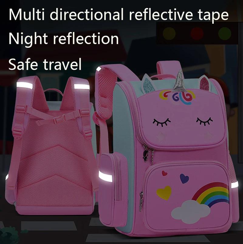 Sac à dos enfant pour fille licorne enfants Bookbag yeux arc-en-ciel sac d'école adolescente sac à d