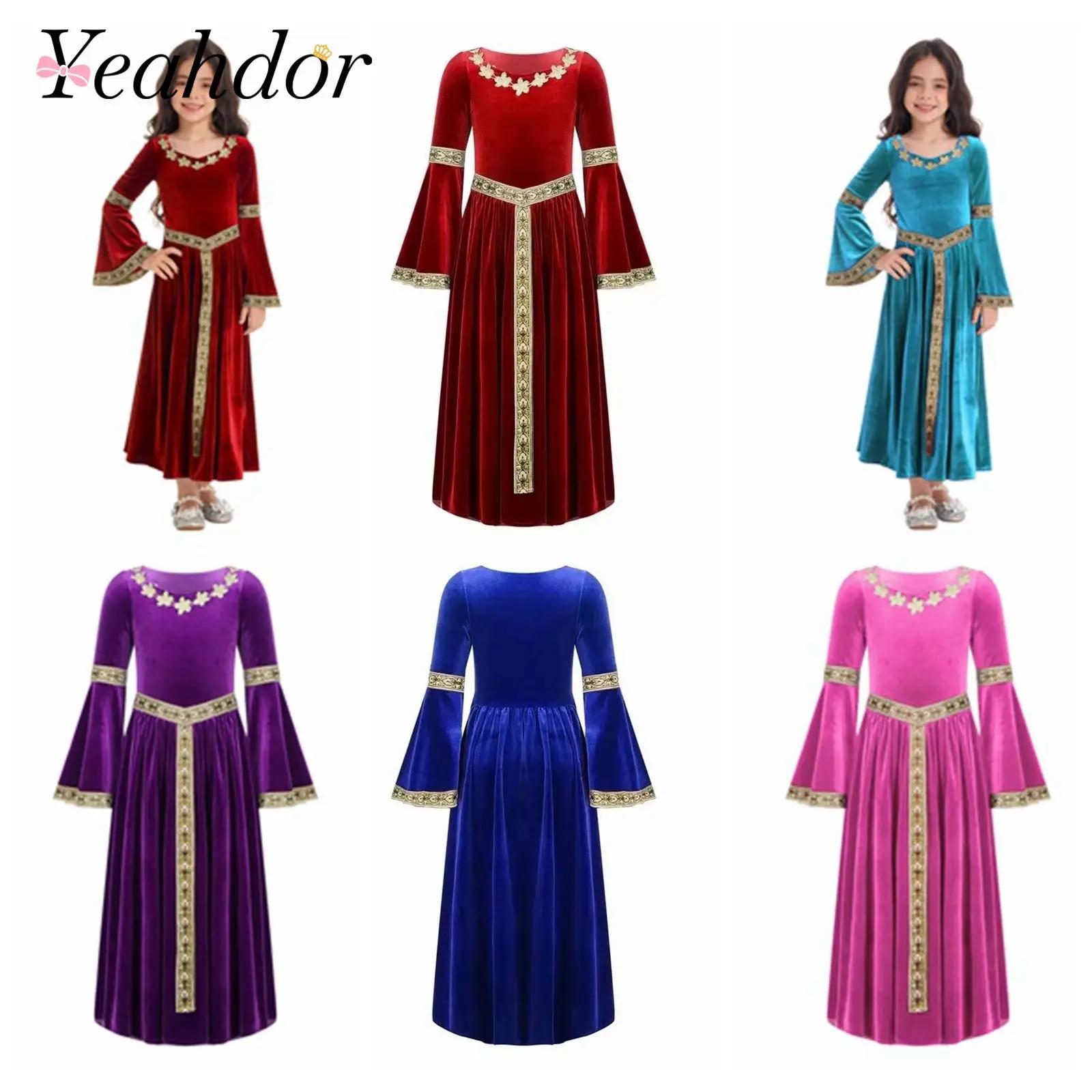 Costumes pour enfants 2026, robe de princesse médiévale Renaissance pour filles, robe de fête en vel