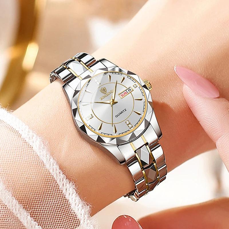 BINBONG femmes montres de luxe mode dames montre à Quartz étanche lumineux Date en acier inoxydable