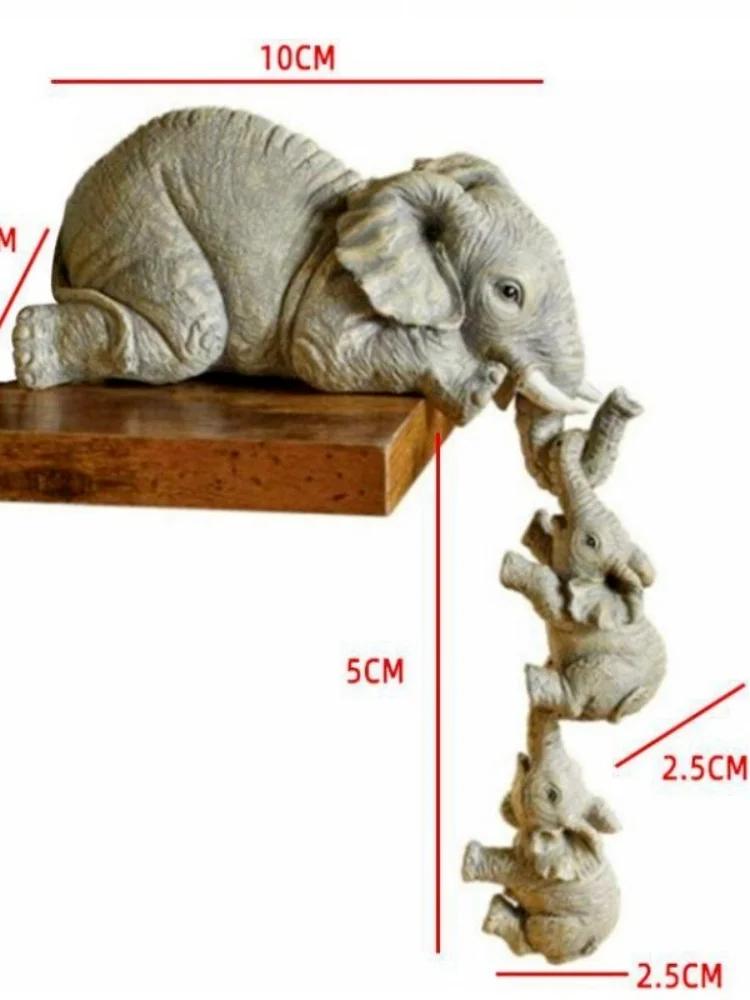Figurines d'éléphant mignonnes, 3 pièces/ensemble, tenant bébé éléphant, artisanat en résine, ameubl