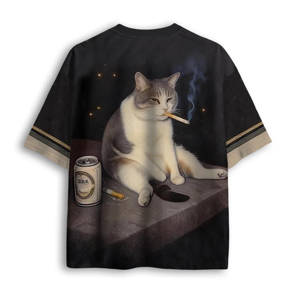 T-shirt sportif cool pour adultes et enfants, avec impression 3D de chat, motif original et attrayan
