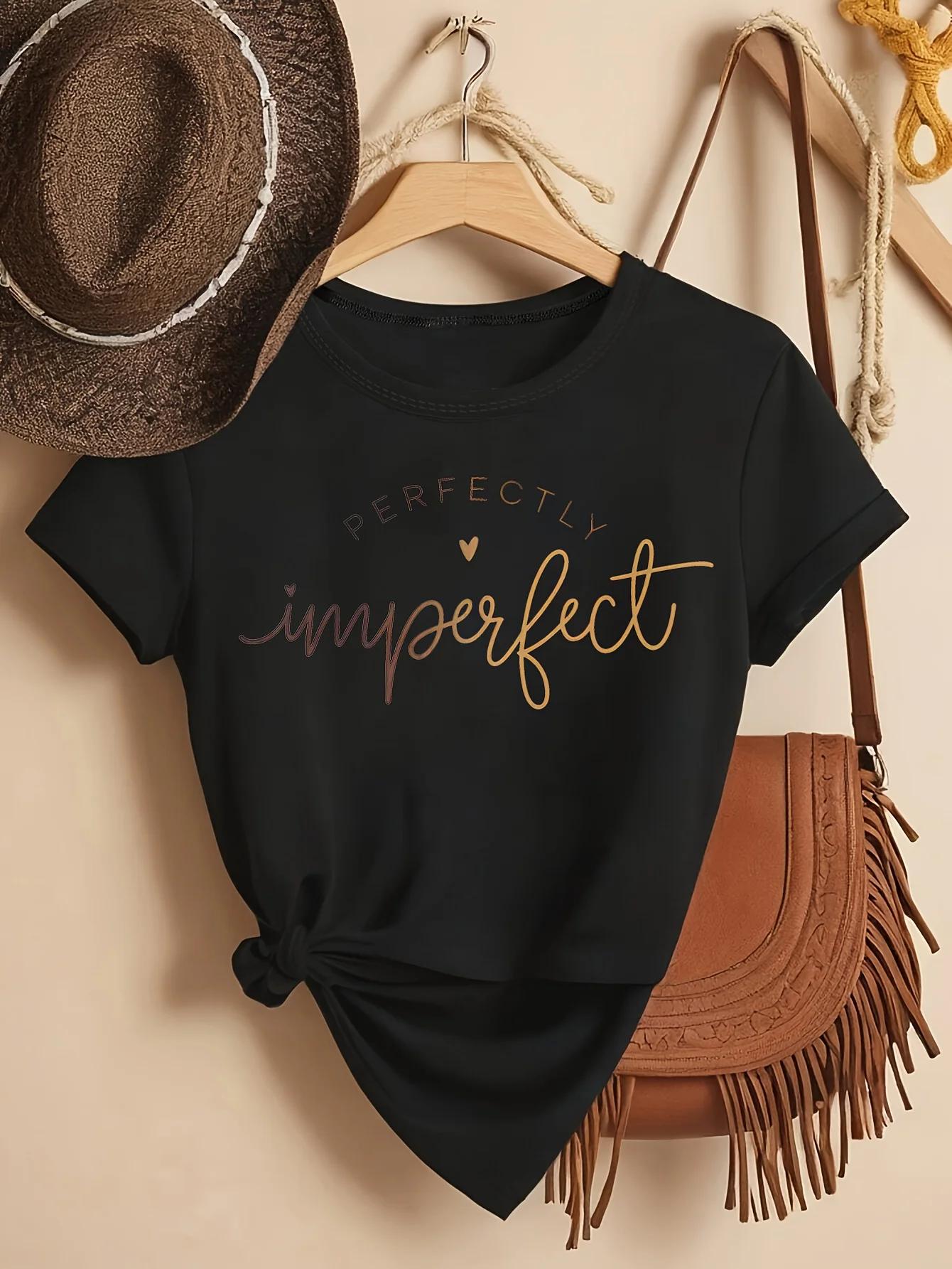 T-shirt pour femme « The Perfect Imperfection » coupe ample, col rond, manches courtes, tenue décont