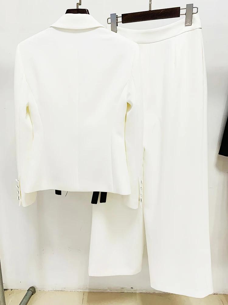HIGH STREET Nouvelle Collection Mode 2026 Printemps/Été Ensemble Blazer et Pantalon Droit pour Femme