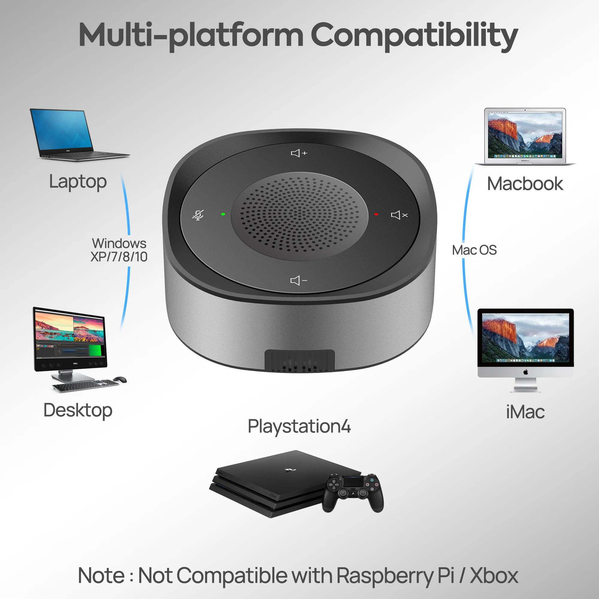 Haut-parleur de conférence USB, Microphone filaire, touche tactile, Omni, micro directionnel, PnP, p