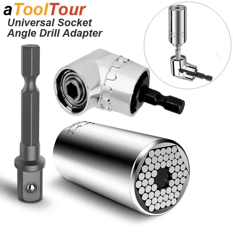 Clé à cliquet à douille universelle, adaptateur de perceuse d'angle, fixation d'extension de pilote,