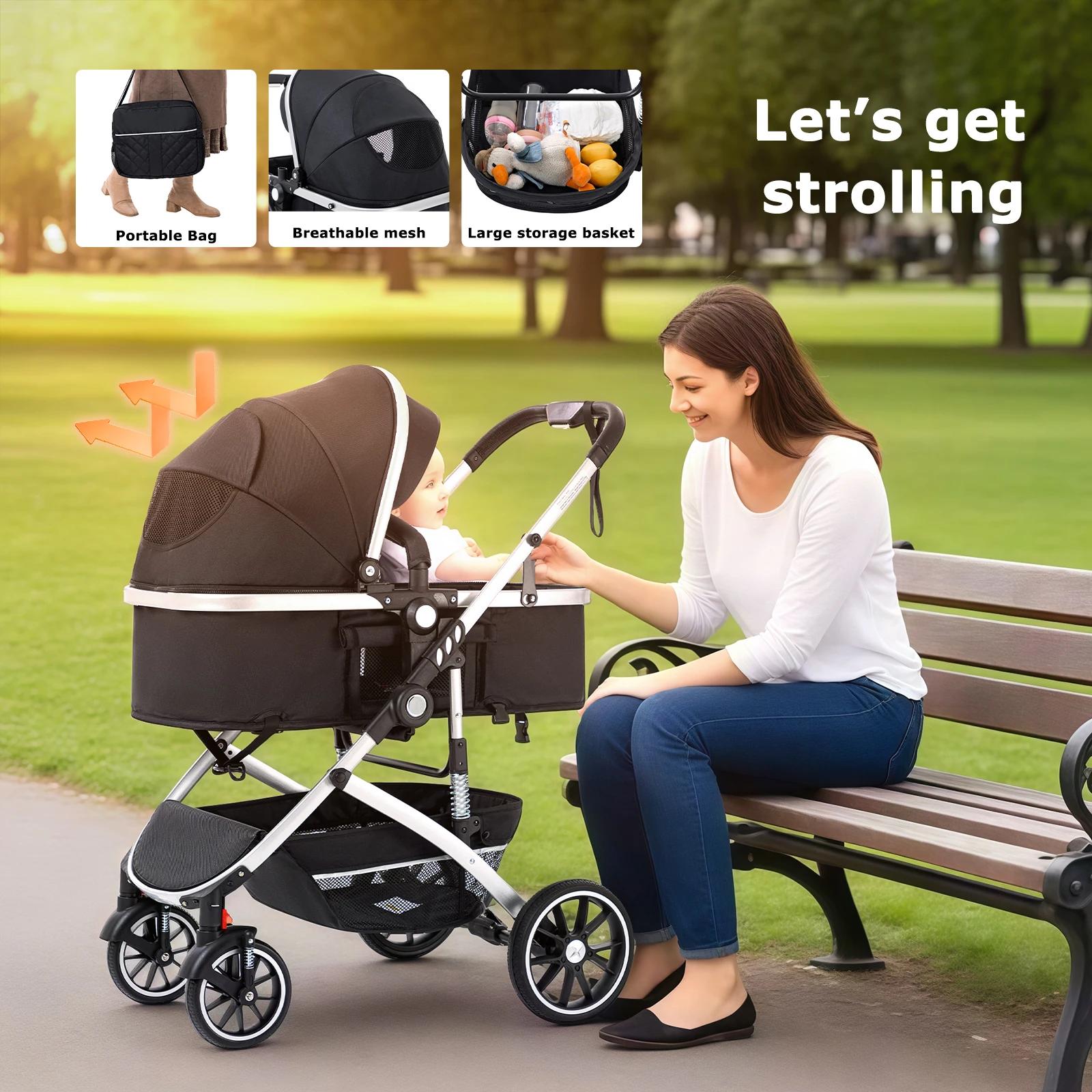 3 en 1 bébé poussette système de voyage poussette landau pour bébé avec siège auto haute paysage mul