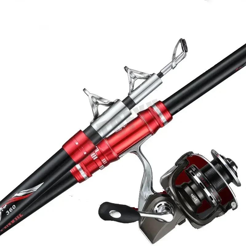 Canne à pêche télescopique en carbone 2.4M-4.5M, 50kg, pour attraper gros poisson, longue Distance,