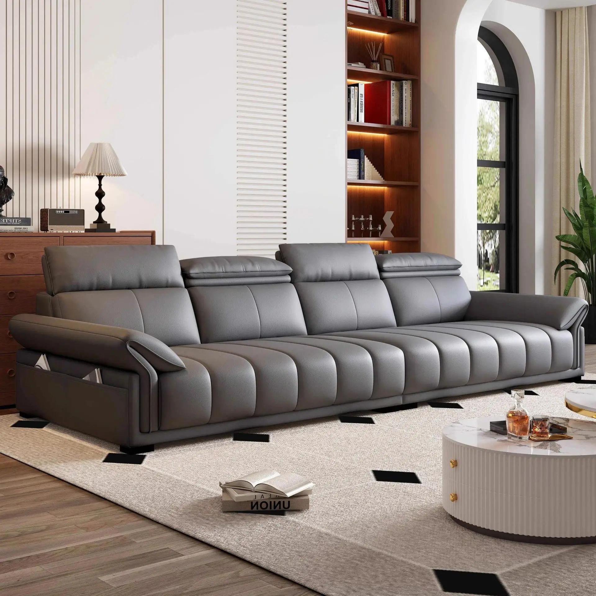 Canapé en cuir véritable, moderne et simple, pour appartement de taille salon, canapé en cuir italie