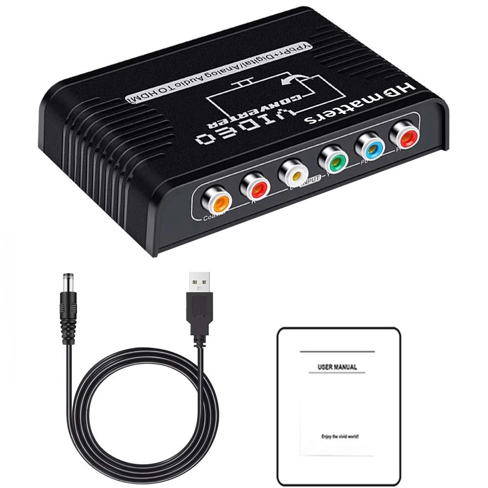 5 composants RCA Ypbpr vers HDMI, convertisseur vidéo vers HDMI, adaptateur de convertisseur audio v