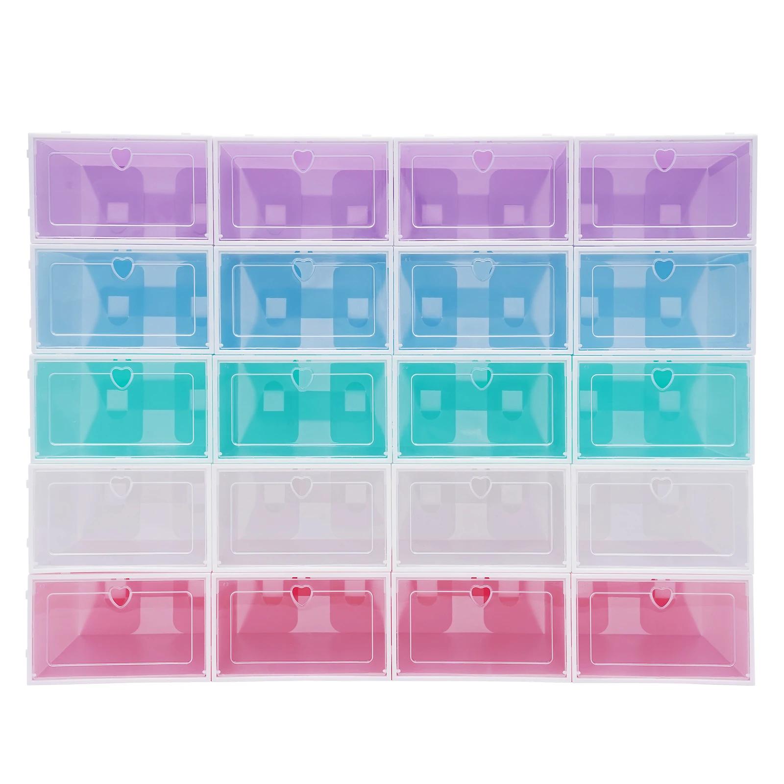Boîtes de rangement empilables pour chaussures, 5 documents, boîtes à chaussures à rabat en plastiqu
