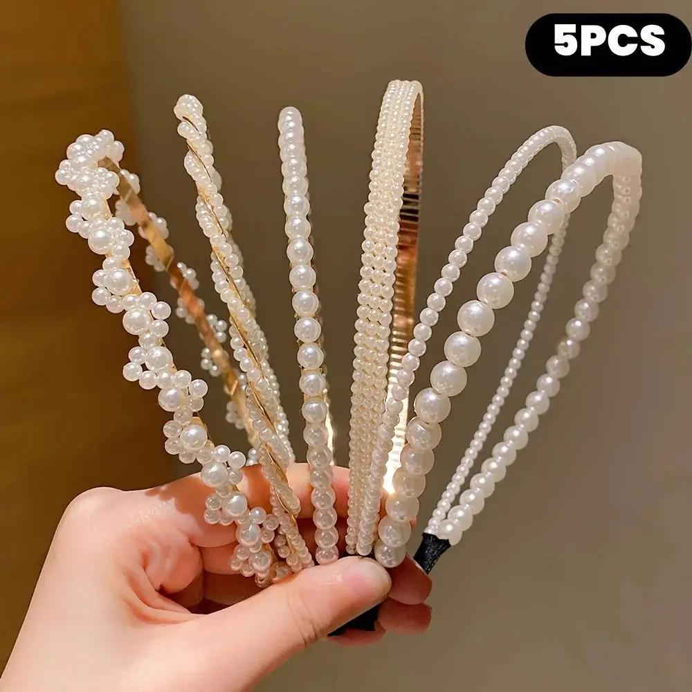 5 accessoires pour cheveux de princesse pour filles, bandeaux imitation perles pour enfants, épingle