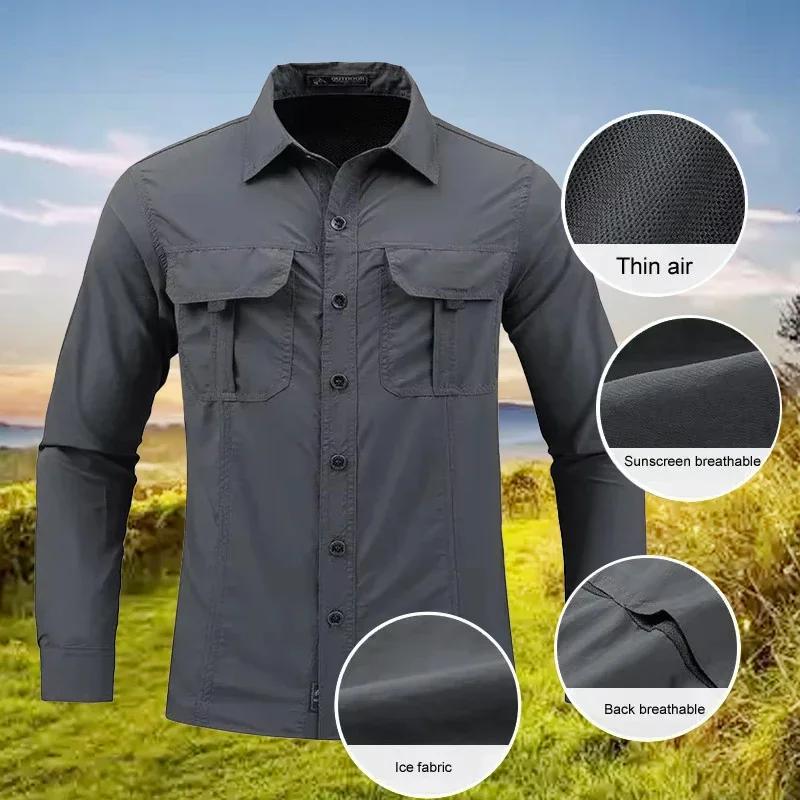 Chemise légère à séchage rapide pour hommes, chemise tactique décontractée militaire à manches longu