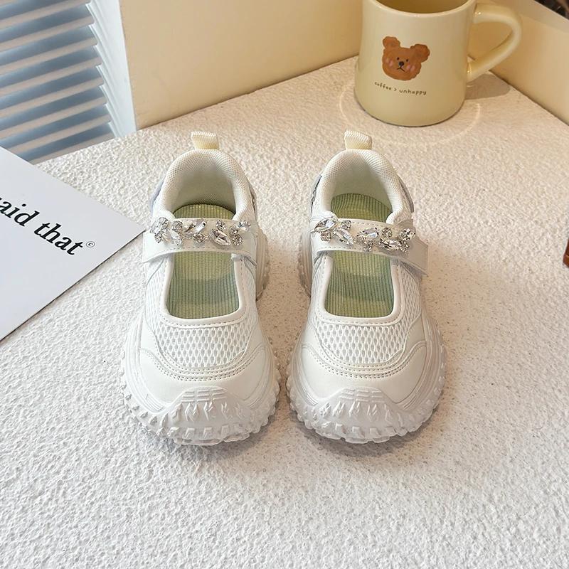 Baskets Mary Jane pour filles, chaussures épaisses pour enfants, style princesse, scintillantes, ten