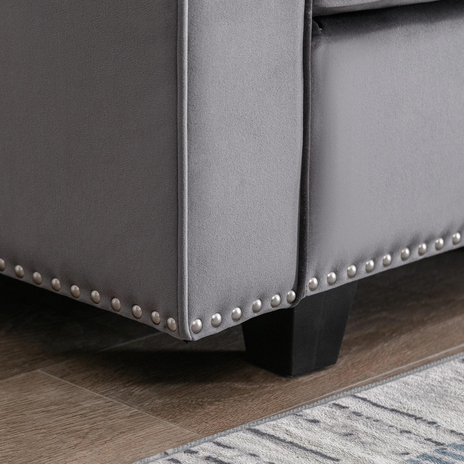 HORGgland-Canapé convertible en O, canapé sectionnel gris foncé modulaire, dossier et accoudoirs rég