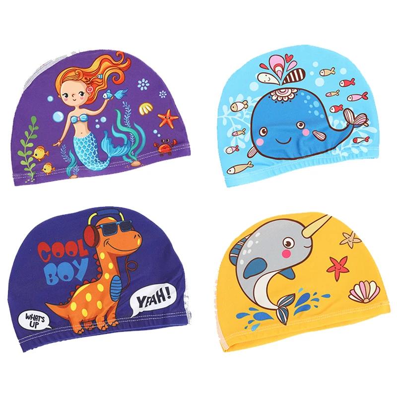 Chapeaux de natation enfant garçon et fille - Modèles dessin animé mignon tissu confortable pour plage et piscine - Accessoire plage