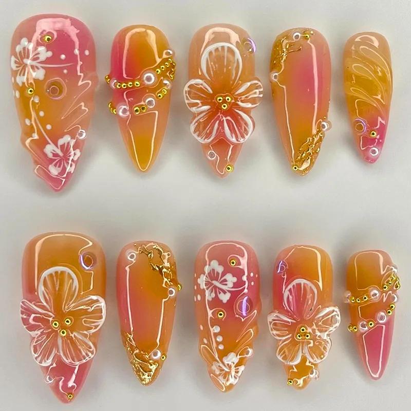 24 pièces 3D vert ondulation Design faux ongles oeil de chat français amande faux ongles conseils fe
