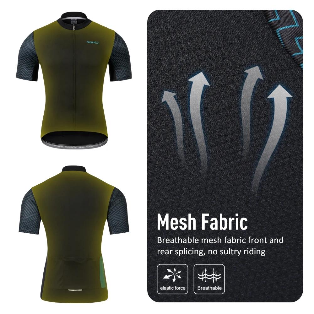 Santic-Maillot de Cyclisme à Manches Courtes pour Homme, Vêtement Confortable, VTT, Taille Asiatique