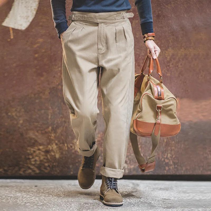 Maden Vintage réglable taille haute Gurkha pantalon kaki décontracté Cargo pantalon de travail class